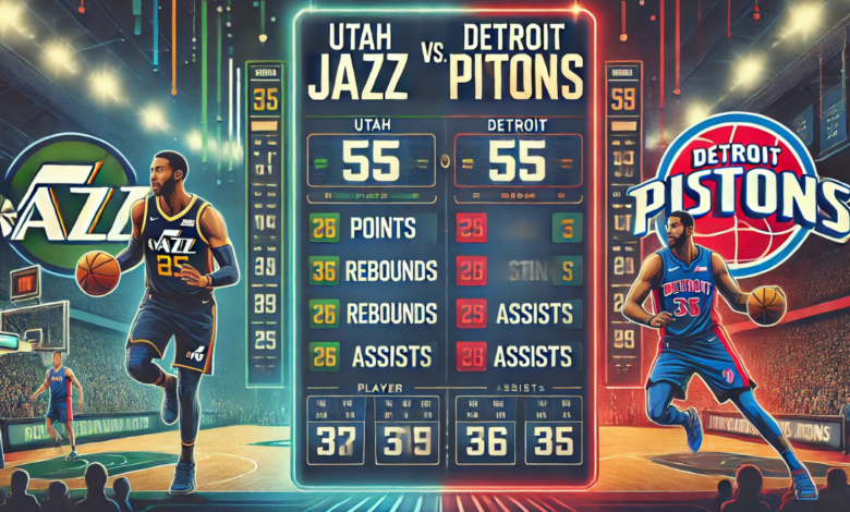 utah jazz vs detroit pistons match player stats